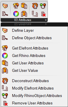 Bake geometry, annotations and blocks with user defined attributes and or Rhino attributes. Reference and filter all Rhino objects into GH.
